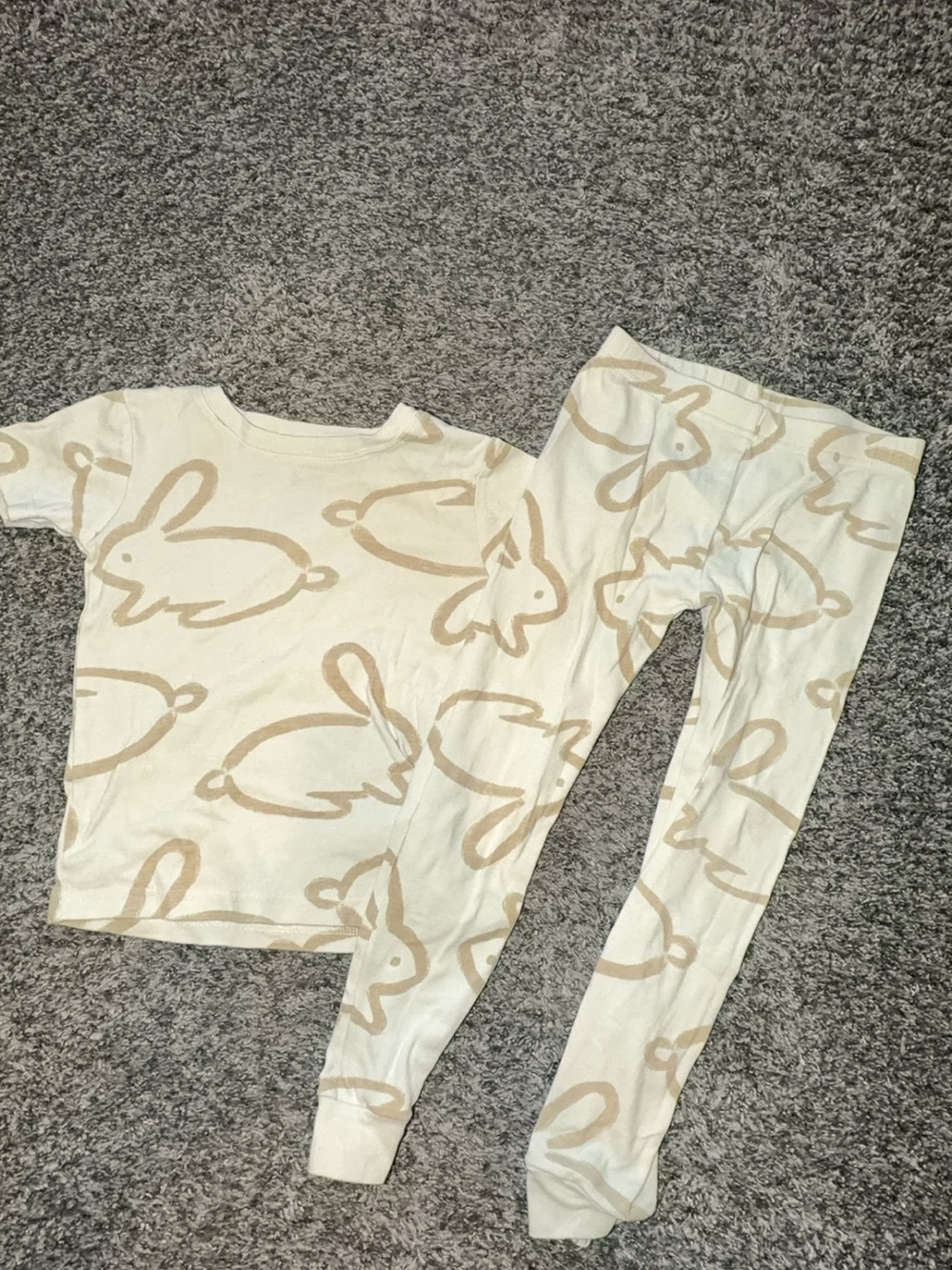 Carter's Cream Pajama Set with Tan Bunny Print